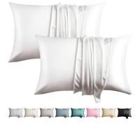 WLOSJ 100% Silk Pillowcase for Hair and Skin Toddler Size 2 Pack Mulberry Silk Pillow Case 13 x 18 Inches Highest 6A Silk Kids/Travel Pillow Cover Soft Breathable Cooling with Hidden Zipper, White