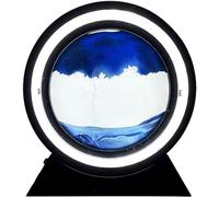 WlP 3D Moving Sand Art Table Lamp, 360° Rotating Hourglass Decoration Creative Moving Sand Art Picture, 3D Sand Scene Quicksand Lamp Moving Sand Art Picture Night Light For Home Decor (Color : Blue)