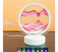 WlP 7 Colors Moving Sand Painting Table Lamp, 360° Rotating 3D Deep Sea Liquid Motion Sand Art Picture, Quicksand Painting Light Flowing Sand Painting Moving Sand Art For Home Decor (Color : Pink)