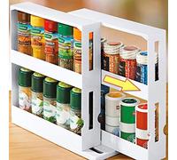 WLPTION 2 Tier Spice Rack Pull Out Kitchen Storage Rack Seasoning Jars Organizer Kitchen Cabinet Cupboard Seasoning Storage Box