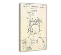 WLQZFRWV Drum Patent. Drum Kit Blueprint Poster Canvas Poster Bedroom Decor Landscape Office Room Decor Gift 08x12inch(20x30cm)