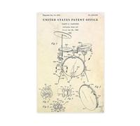 WLQZFRWV Drum Patent. Drum Kit Blueprint Poster Canvas Poster Bedroom Decor Landscape Office Room Decor Gift 08x12inch(20x30cm)