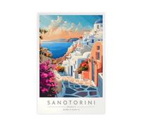 WLQZFRWV Santorini Travel Poster - Greece Canvas Poster Wall Art Decor Print Picture Paintings for Living Room Bedroom Decoration 08x12inch(20x30cm)