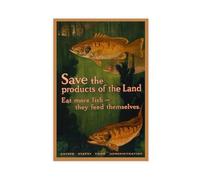 WLQZFRWV Save The Products Of The Land, Eat More Fish Canvas Poster Bedroom Decor Landscape Office Room Decor Gift 20x30inch(50x75cm)