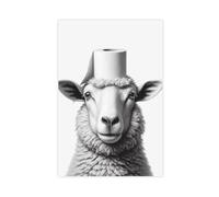 WLQZFRWV Sheep Bathroom Art, Ewe Toilet Paper on Head Canvas Poster Bedroom Decor Landscape Office Room Decor Gift 16x24inch(40x60cm)