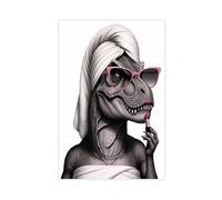 WLQZFRWV T-Rex Dinosaur Bathroom Art, Dino Powder Room Decor Canvas Poster Wall Art Decor Print Picture Paintings for Living Room Bedroom Decoration 20x30inch(50x75cm)