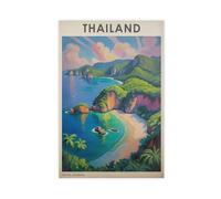WLQZFRWV Thailand Travel, Vintage Thailand Poster Canvas Poster Wall Art Decor Print Picture Paintings for Living Room Bedroom Decoration 12x18inch(30x45cm)
