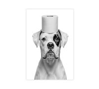 WLQZFRWV White Boxer Dog Bathroom Art Canvas Poster Bedroom Decor Landscape Office Room Decor Gift 12x18inch(30x45cm)
