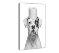 WLQZFRWV White Boxer Dog Bathroom Art Canvas Poster Wall Art Decor Print Picture Paintings for Living Room Bedroom Decoration 20x30inch(50x75cm)