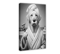 WLQZFRWV Yellow Lab Dog Bathroom Art Canvas Poster Bedroom Decor Landscape Office Room Decor Gift 24x36inch(60x90cm)