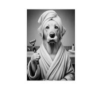 WLQZFRWV Yellow Lab Dog Bathroom Art Canvas Poster Bedroom Decor Landscape Office Room Decor Gift 24x36inch(60x90cm)