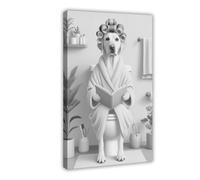 WLQZFRWV Yellow Lab Dog in Bathroom Art Canvas Poster Bedroom Decor Landscape Office Room Decor Gift 20x30inch(50x75cm)