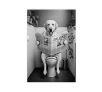 WLQZFRWV Yellow Lab on Toilet Bathroom Art Canvas Poster Bedroom Decor Landscape Office Room Decor Gift 12x18inch(30x45cm)