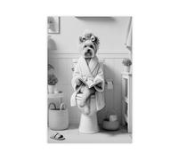 WLQZFRWV Yorkshire Terrier Dog Bathroom Art Canvas Poster Bedroom Decor Landscape Office Room Decor Gift 24x36inch(60x90cm)