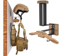 WLSANX Tactical Gear Wall Mount, Motorcycle Helmet Holder Stand Jacket Hanger Plate Carrier Rack Display Organizer for Police Football Cycling Suit (Raw wood)