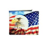 WLT-105 - Mens USA Flag with Eagle Wallet Credit Card Holder and ID Display