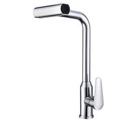 WLTEDRGO Waterfall Polished Chrome Kitchen Tap, 360° Swivel Kitchen Sink Taps with Pull Out Spray, Stainless Steel Mixer Tap with 4 Functions, 1 Hole Single Lever Sink Taps, High Pressure Faucet