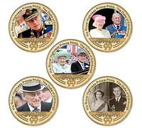 WLTY Her Majesty Queen Elizabeth II Gold Plated Coins Set in Holder Prince Philip Collectible Challenge Coin Souvenir Gift Home Decor