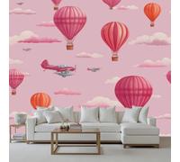 Wlujhia Cartoon Style Wallpaper Mural Photo Kids Bedroom Home Hot Air Balloon Poster Decoration Cloud Airplane Wall Mural for Bedroom Living Room Kids 250x175cm