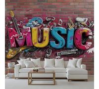 Wlujhia Hip Hop Graffiti Wall Mural Music Lover Poster Wallpaper Bedroom Decoration Rock Music Wallpaper Mural Modern Covering 200x150cm for Bedroom Kitchen Office Kids