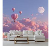 Wlujhia Hot Air Balloon Wall Mural Cloud Moon Poster Wallpaper Bedroom Decoration Natural Scenery Wallpaper Mural Modern Covering 368x254cm for Bedroom Kitchen Office Kids