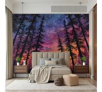Wlujhia Starry Sky Wall Mural Night Sky Mural Photo Picture Jungle Wald Wallpaper Bedroom Decoration Wall Covering 150x105cm for Living Room Bedroom