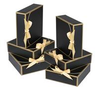WLUSEAXI 10Pack Small Gift Boxes, 6.5''x6.5''x2'' Black Gift Boxes with Ribbon, Small Boxes for Gifts Birthday Wedding Party Valentine's Day Mother's Day