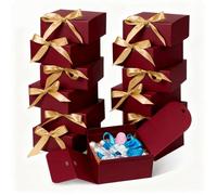 WLUSEAXI 12pack Small Gift Boxes with Lids for Presents, 4.5''x4.5''x2'' Gift Boxes with Ribbons, Party Boxes for Packaging Wedding, Present, Birthday, Holiday, Galentine's Day(Red)
