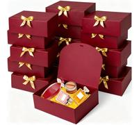 WLUSEAXI 15Pack Gift Boxes with Lids, 10.6x7.8x3.1 Inches Bridesmaid Proposal Box with Ribbon, Red Gift Boxes for Presents,Kraft Paper Boxes for Wedding Christmas Birthday Baby Shower Party