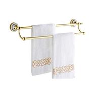 WLVG European-style Double Towel Bar Towel Rack Bathroom Towel Hanging Home Hotel Bathroom Accessories 40/50/60/70/80/90cm Towel Rails (Color : Gold, Size : 60cm)