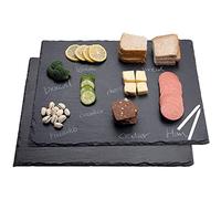 WLWNWFT 2 Pcs Large Slate Cheese Boards - Slate Cheese Tray Serving Tray with 2 Chalks