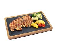 WLWNWFT Acacia Wood Serving Board Serving Platter with Slate, Serving Plate Cheese Board Charcuterie Board 11x7.9in for Cheese Meat Appetizer Gifts for Women Housewarming Wedding Bridal Shower