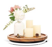 WLWNWFT Lazy Susan Turntable 10inch - Acacia Wood Rotating Organiser Tray with Smooth 360° Swivel - Perfect for Condiment Storage, Spice Rack, Pantry Organiser, Table Centerpiece - Rustic Home Decor
