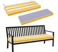 WLXFF 2/3/4 Seater Garden Bench Cushion, 5cm Thick Striped Waterproof Pad, Non-Slip Base with Fixing Straps, Washable Removable Cover for Patio Swing