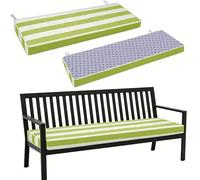 WLXFF 2/3/4 Seater Garden Bench Cushion, 5cm Thick Striped Waterproof Pad, Non-Slip Base with Fixing Straps, Washable Removable Cover for Patio Swing