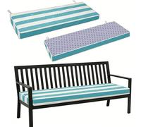 WLXFF 2/3/4 Seater Garden Bench Cushion, 5cm Thick Striped Waterproof Pad, Non-Slip Base with Fixing Straps, Washable Removable Cover for Patio Swing