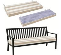 WLXFF 2/3/4 Seater Garden Bench Cushion, 5cm Thick Striped Waterproof Pad, Non-Slip Base with Fixing Straps, Washable Removable Cover for Patio Swing