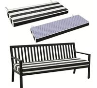 WLXFF 2/3/4 Seater Garden Bench Cushion, 5cm Thick Striped Waterproof Pad, Non-Slip Base with Fixing Straps, Washable Removable Cover for Patio Swing