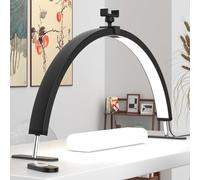 WLXFF 45w Foldable Half Moon Lamp, 29 In Moon Light Lamp Lash Tech With Remote Control, Dimmable Half Moon Light With Mobile Phone Holder, Stepless Dimming Nail Lamp Desk,D