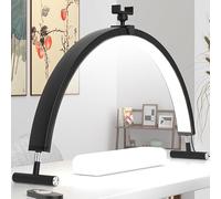 WLXFF 45w Foldable Half Moon Lamp, 29in Moon Light Lamp Lash Tech, Dimmable Half Moon Light with Phone Holder, Nail Lamp Desk with Remote Control, Stepless Dimming Nail Lamp Desk (A Black, 29IN)