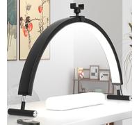 WLXFF 45w Foldable Half Moon Lamp, 29in Moon Light Lamp Lash Tech, Dimmable Half Moon Light with Phone Holder, Nail Lamp Desk with Remote Control, Stepless Dimming Nail Lamp Desk (Black, 29IN)