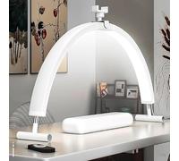 WLXFF 45w Foldable Half Moon Lamp, 29in Moon Light Lamp Lash Tech, Dimmable Half Moon Light with Phone Holder, Nail Lamp Desk with Remote Control, Stepless Dimming Nail Lamp Desk (A White, 29IN)
