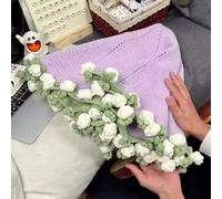 WLXFF Crochet Flower Rose Bouquet Blanket Kit, Handmade Lightweight Romantic Foldable Crochet Kit, Blanket That Rolls Into A Flower Bouquet, Gift For Mother'S Day, Birthday, Home Decor,NO21,60X60CM