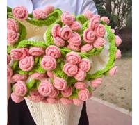 WLXFF Crochet Flower Rose Bouquet Blanket Kit, Handmade Lightweight Romantic Foldable Crochet Kit, Blanket That Rolls Into A Flower Bouquet, Gift For Mother'S Day, Birthday, Home Decor,NO1,140X140CM