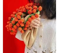 WLXFF Crochet Flower Rose Bouquet Blanket Kit, Handmade Lightweight Romantic Foldable Crochet Kit, Blanket That Rolls Into A Flower Bouquet, Gift For Mother'S Day, Birthday, Home Decor,NO2,120X120CM