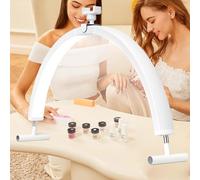WLXFF Foldable Half Moon Lamp, Stepless Dimming Half Moon Light With Remote Control, 45w Moon Light Lamp Lash Tech With Mobile Phone Holder, Dimmable Nail Lamp Desk,A