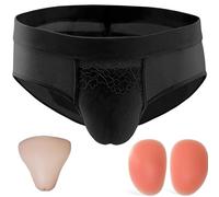 WLXFF Transvestite Camel Toe Shaping Briefs With Buttock Pads, Lace Hiding Gaff Panties Transgender Crossdresser Underwear, For Cosplay Transgender Drag Queen