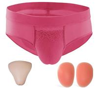 WLXFF Transvestite Camel Toe Shaping Briefs With Buttock Pads, Lace Hiding Gaff Panties Transgender Crossdresser Underwear, For Cosplay Transgender Drag Queen