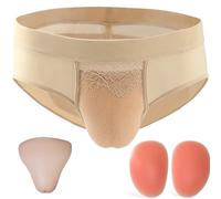 WLXFF Transvestite Camel Toe Shaping Briefs With Buttock Pads, Lace Hiding Gaff Panties Transgender Crossdresser Underwear, For Cosplay Transgender Drag Queen