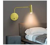 WLXJDJ Adjustable LED Bedside Wall Light, with Switch Bedroom Reading Lamp Modern Design Living room Wall Lighting 3W Warm White 3000K AC 220-240V Spotlight for Headboard Study Reading Working,Gold